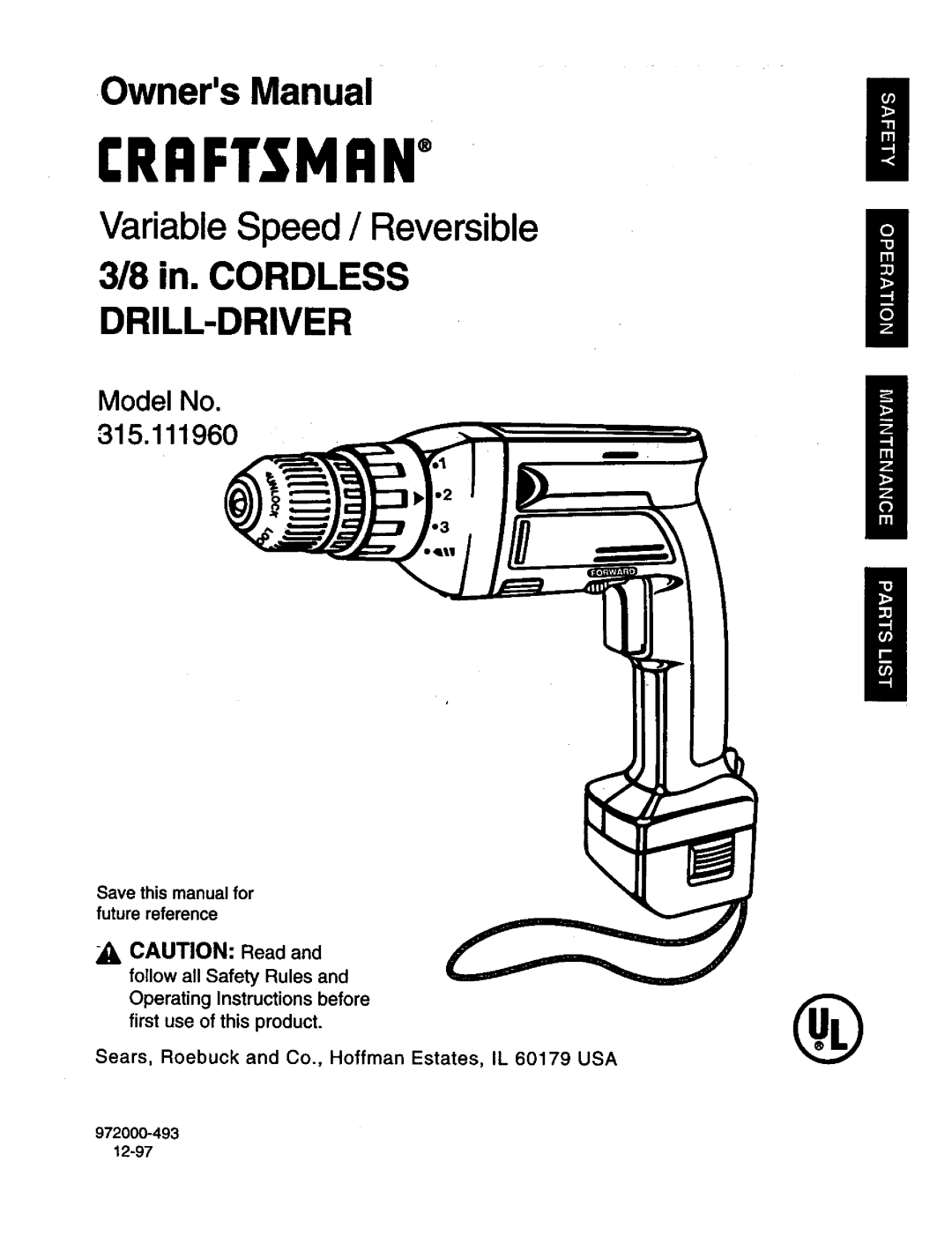 Craftsman 315.11196 owner manual Craftsman+ 