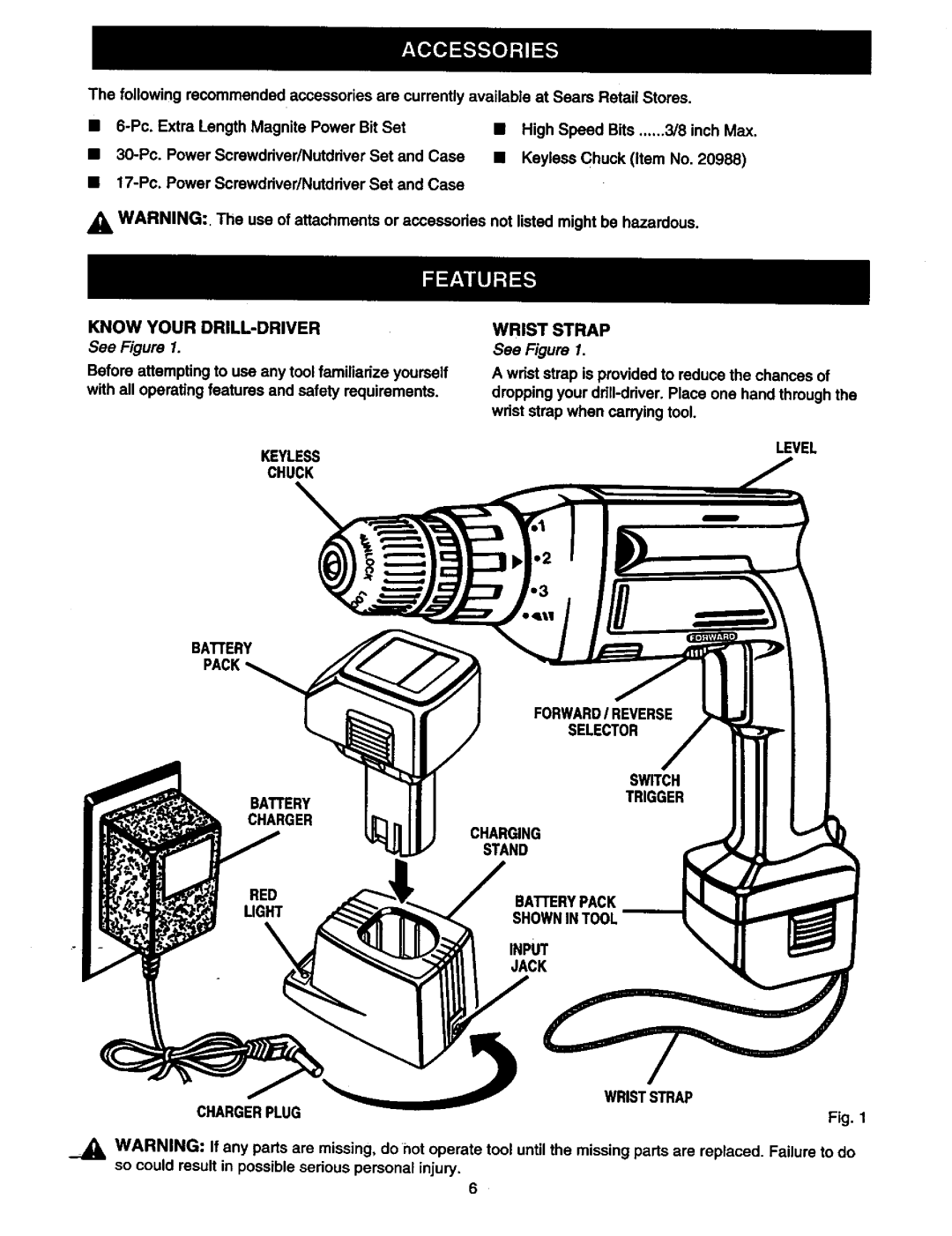 Craftsman 315.11196 owner manual Know Your DRILL-DRIVER, Keyless Chuck Battery Wrist Strap 