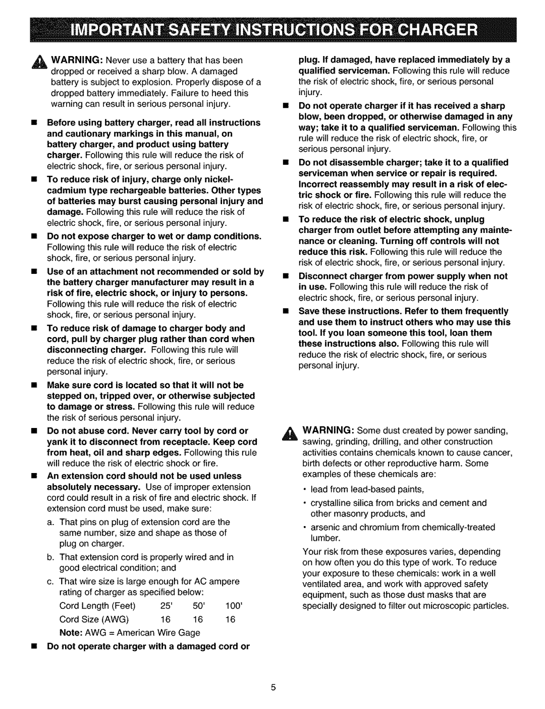 Craftsman 315.11401 manual Injury 