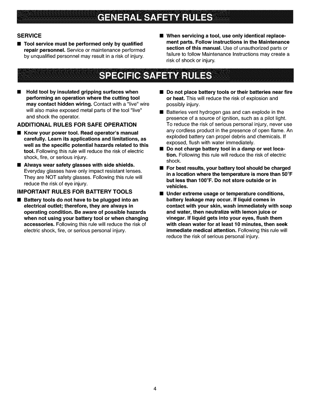 Craftsman 315.11445 manual Service, When servicing a tool, use only identical replace 