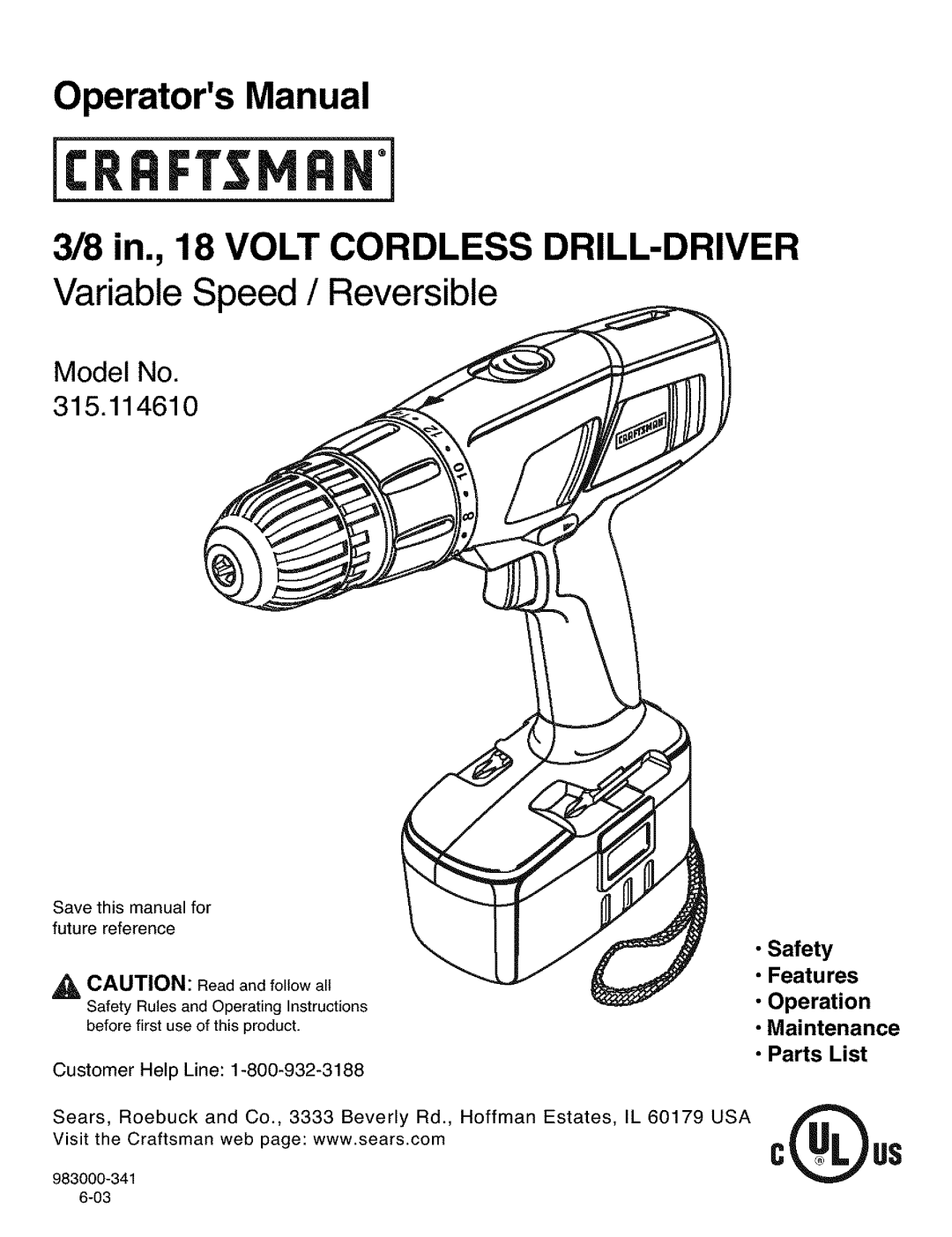 Craftsman 315.11461 operating instructions OperatorsManual 