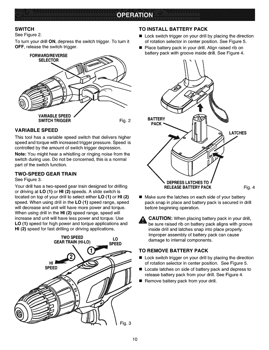 Craftsman 315.11461 TWO-SPEED Gear Train, TWO Speedlo GEARTRAINHI-LOSPEED To Install Battery Pack, Battery Latches 