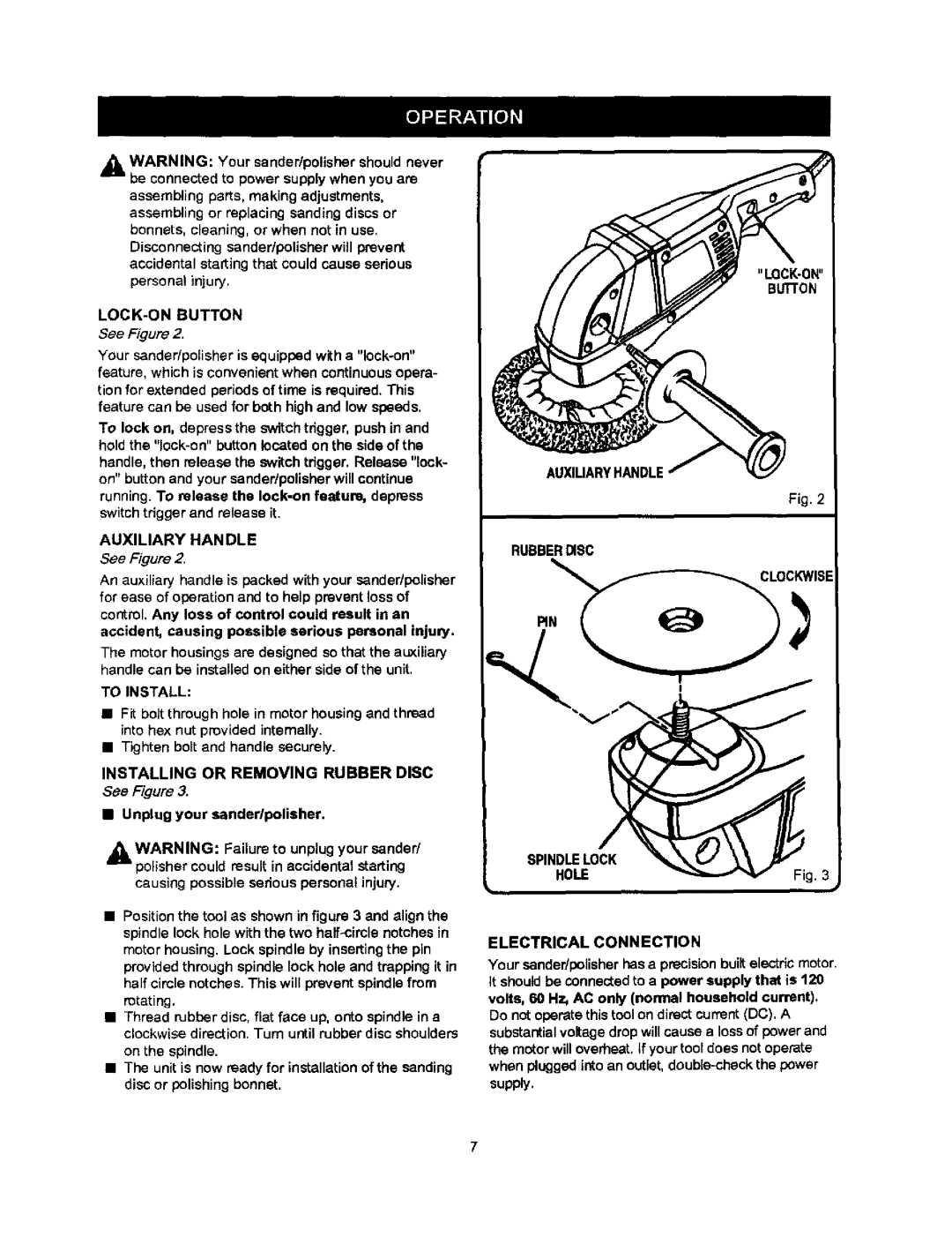 Craftsman 315.115032 Auxiliary HAN DLE, Installing or Removing Rubber Disc, Causing possible sedous personal injury 