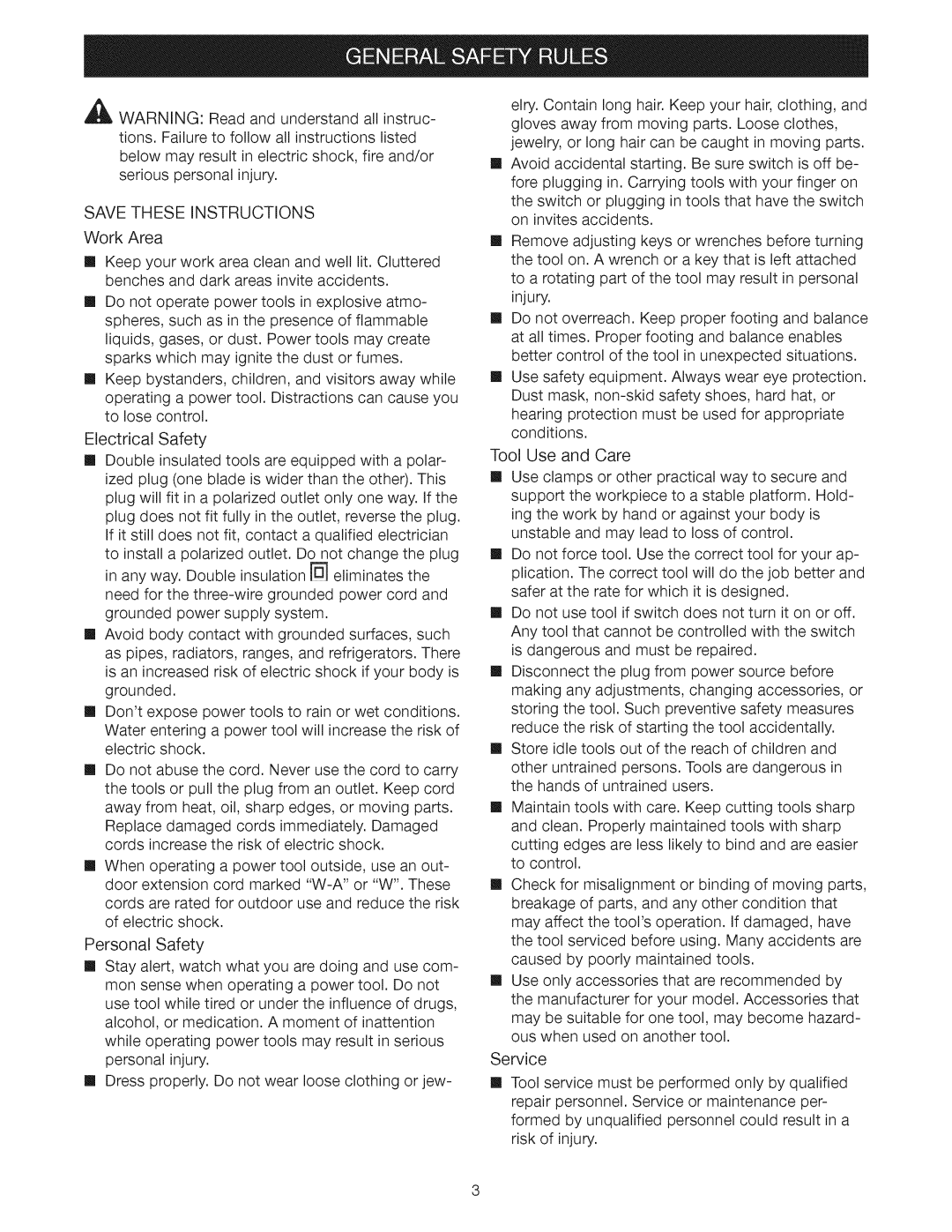 Craftsman 315.115033 operating instructions 