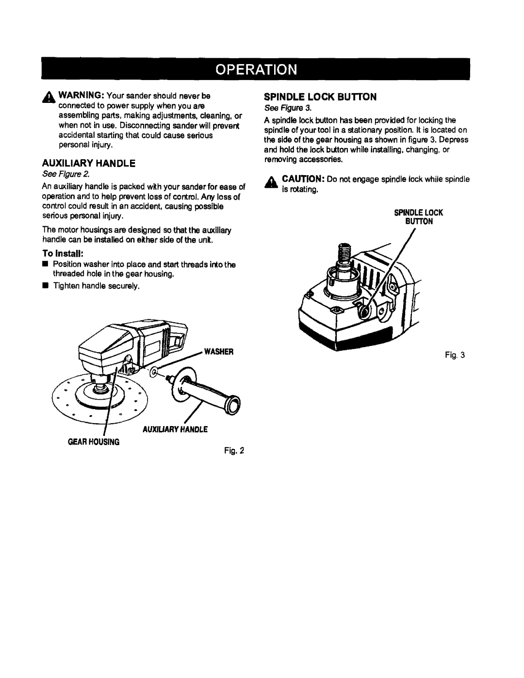 Craftsman 315.115042 owner manual Auxiliary Handle, Spindle Lock Buiion, Spindlelock Button, Gearhousing 