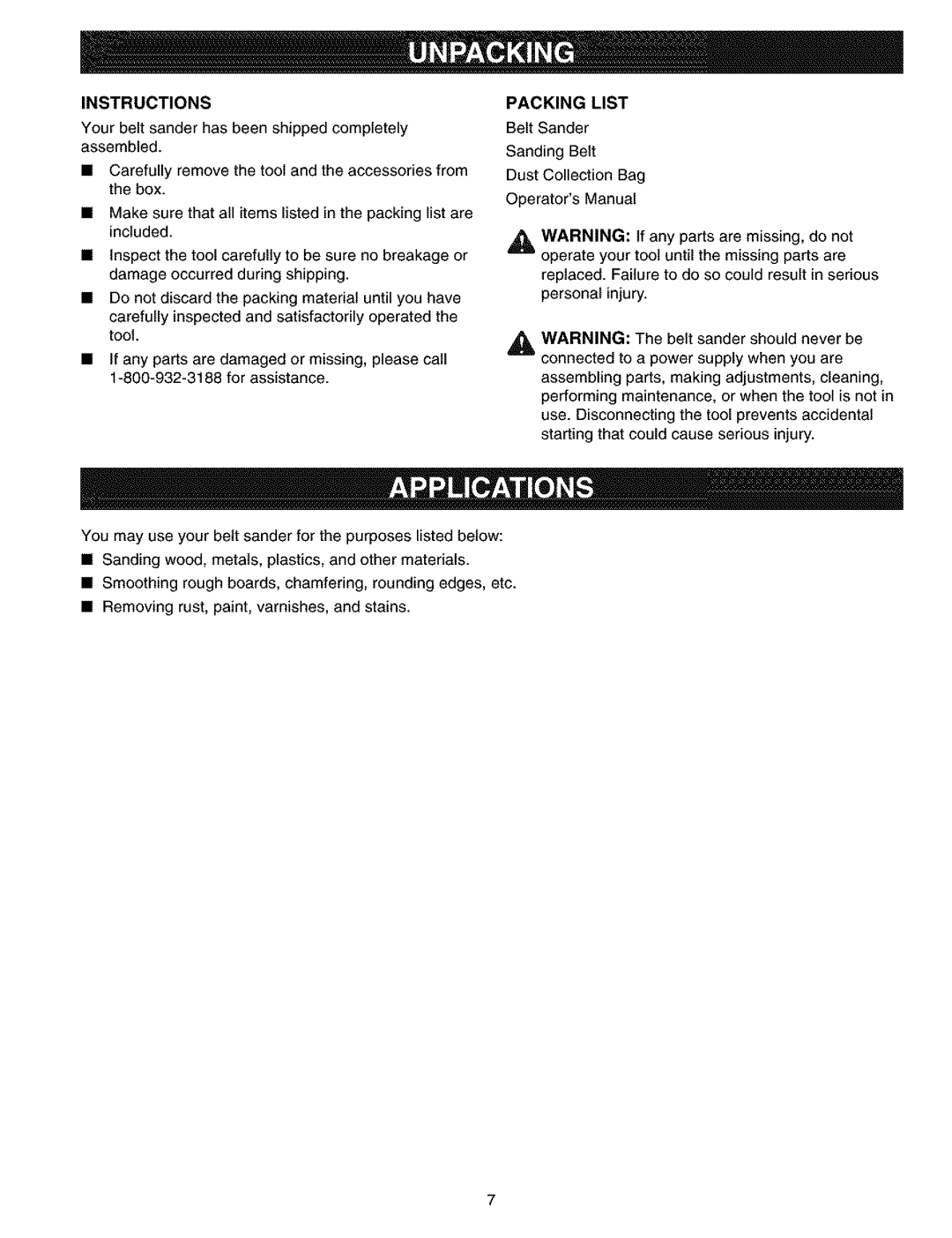 Craftsman 315.11726 manual Instructions, Packing List 