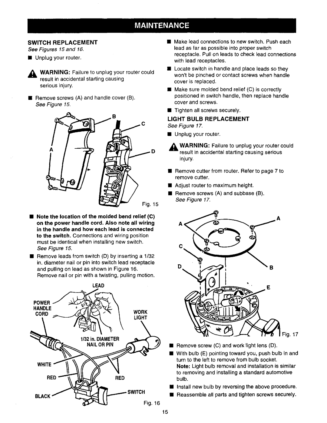 Craftsman 315.17513 Switch Replacement, Light Bulb Replacement, Lead Power Handle Cordwork Light, 32in. Diameter 