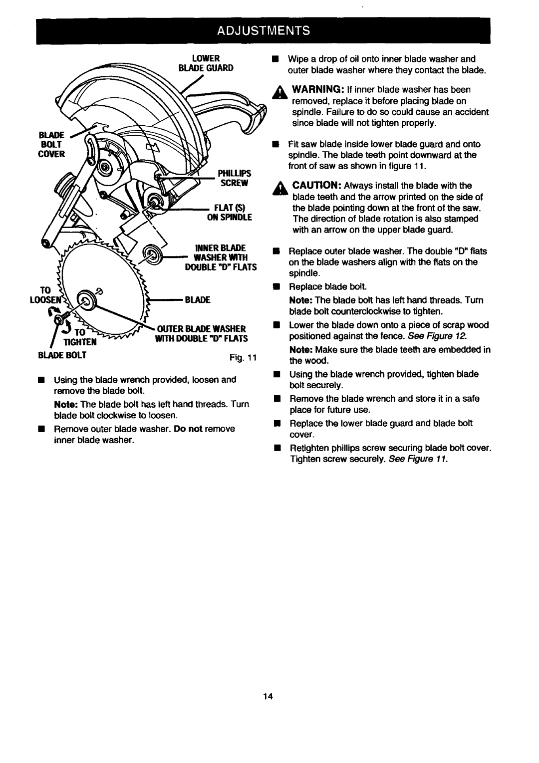 Craftsman 315.21208 owner manual Lower 