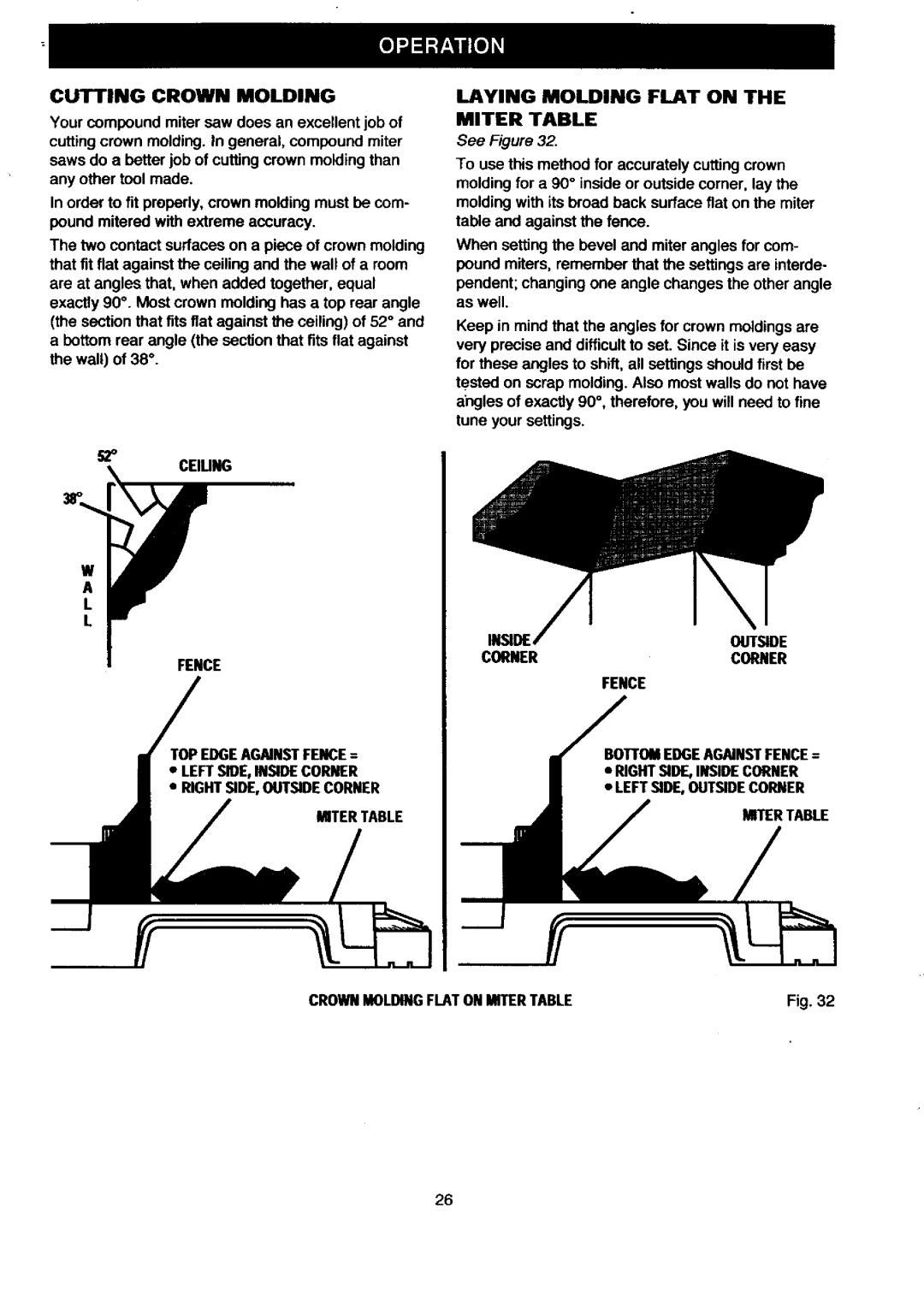 Craftsman 315.21208 Cutting Crown Molding, Laying Molding Flat on the Miter Table, Crownmoldingflaton Mitertable 