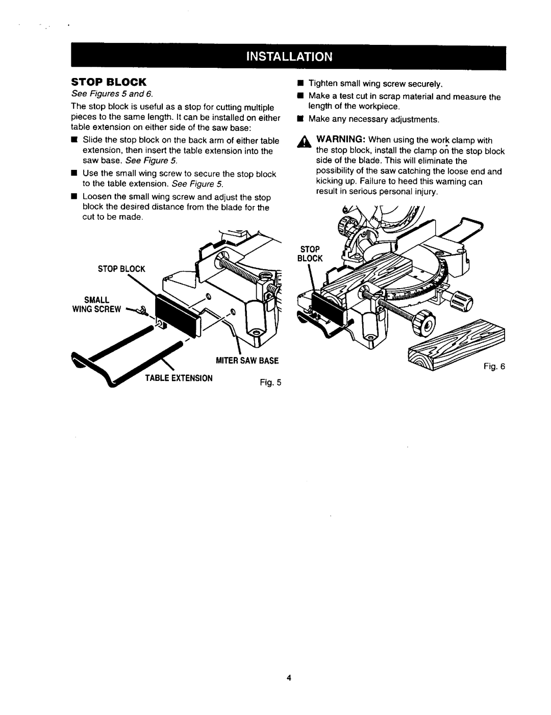 Craftsman 315.2121 owner manual Stop Block Stopblock Small Wingscrew Mitersawbase Extension 