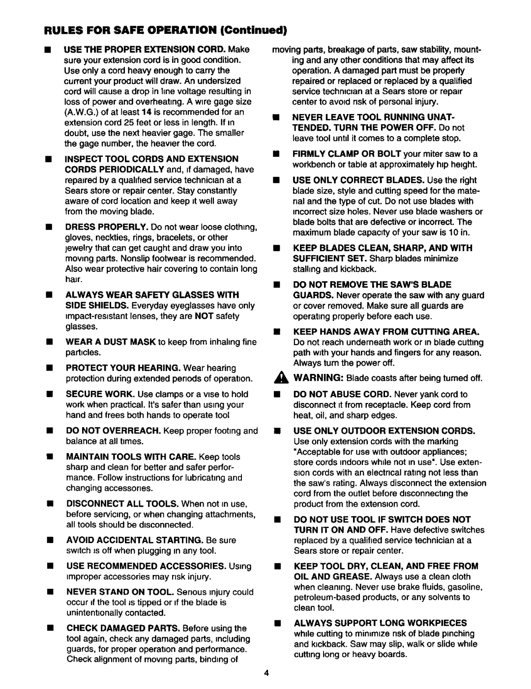 Craftsman 315.21213 manual Rules for Safe Operation 