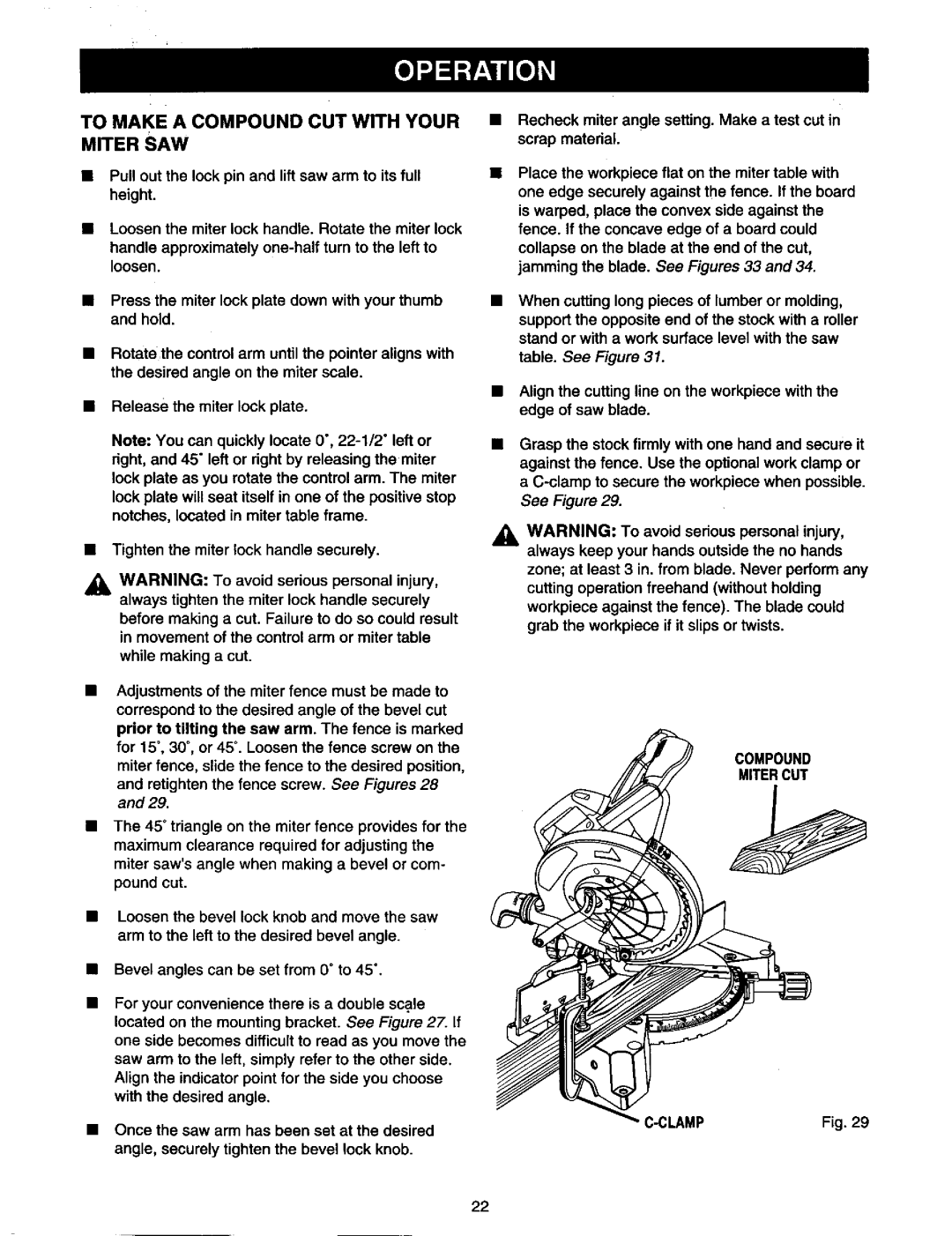 Craftsman 315.21213 manual To Make A Compound Cut With Your Miter Saw, table. See Figure 