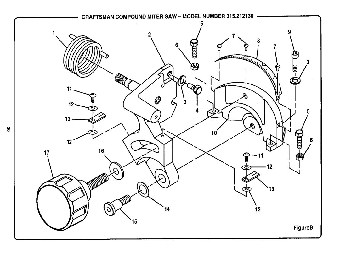 Craftsman 315.21213 manual FigureB, Craftsman Compound Miter Saw - Model Number 