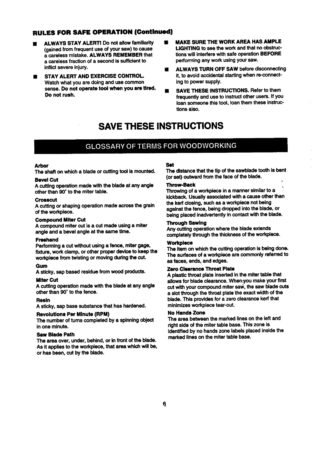 Craftsman 315.2121O0 owner manual Through Sawing 