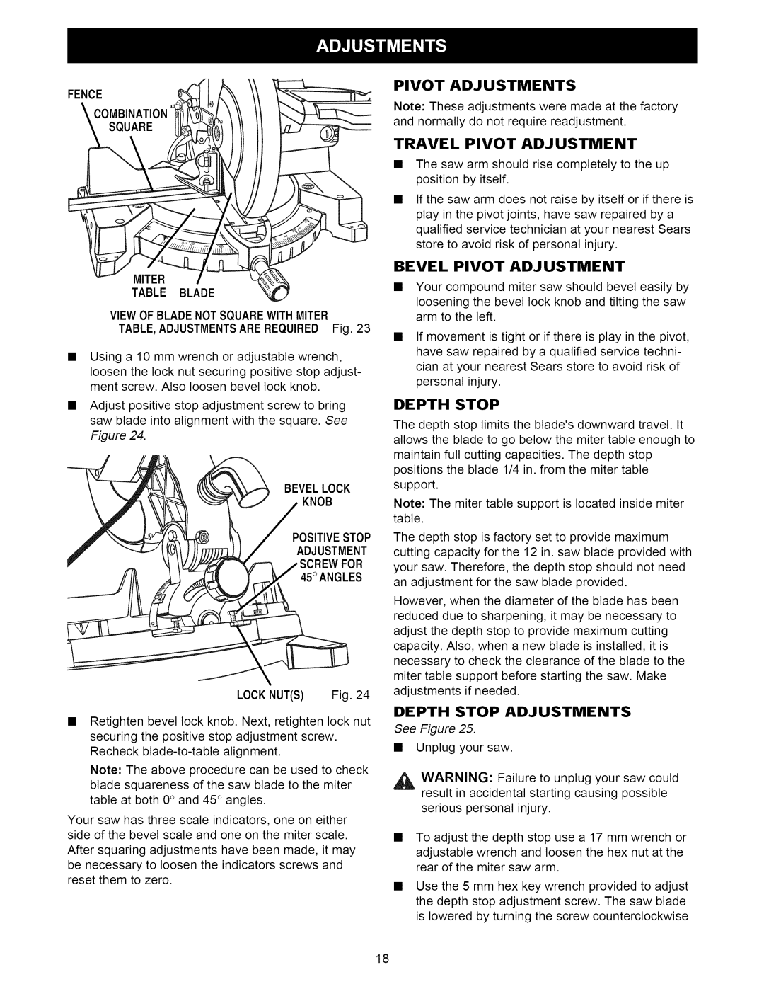 Craftsman 315.21222 Miter Table Blade, Bevellock Knob Positivestop Adjustment for 45ANGLES, Bevel Pivot Adjustment 