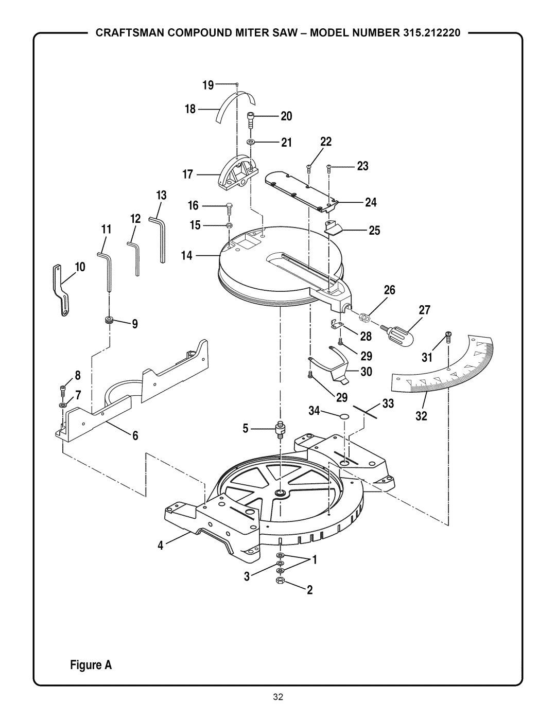 Craftsman 315.21222 owner manual FigureA, Craftsman Compound Miter SAW- Model Number 