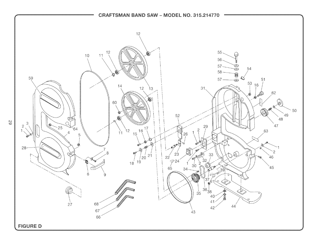 Craftsman 315.21477 manual Craftsman Band SAW Model no, Figure O 