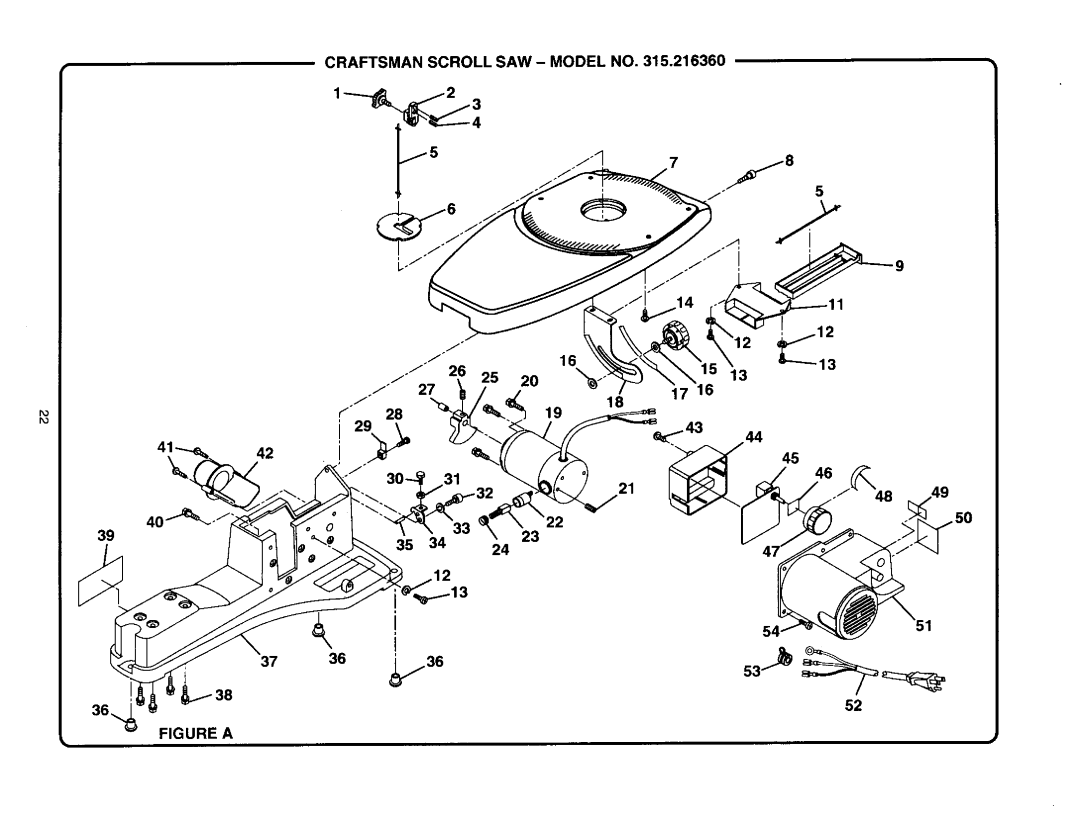 Craftsman 315.21636 owner manual Craftsman Scroll SAW- Model no, Figure a 