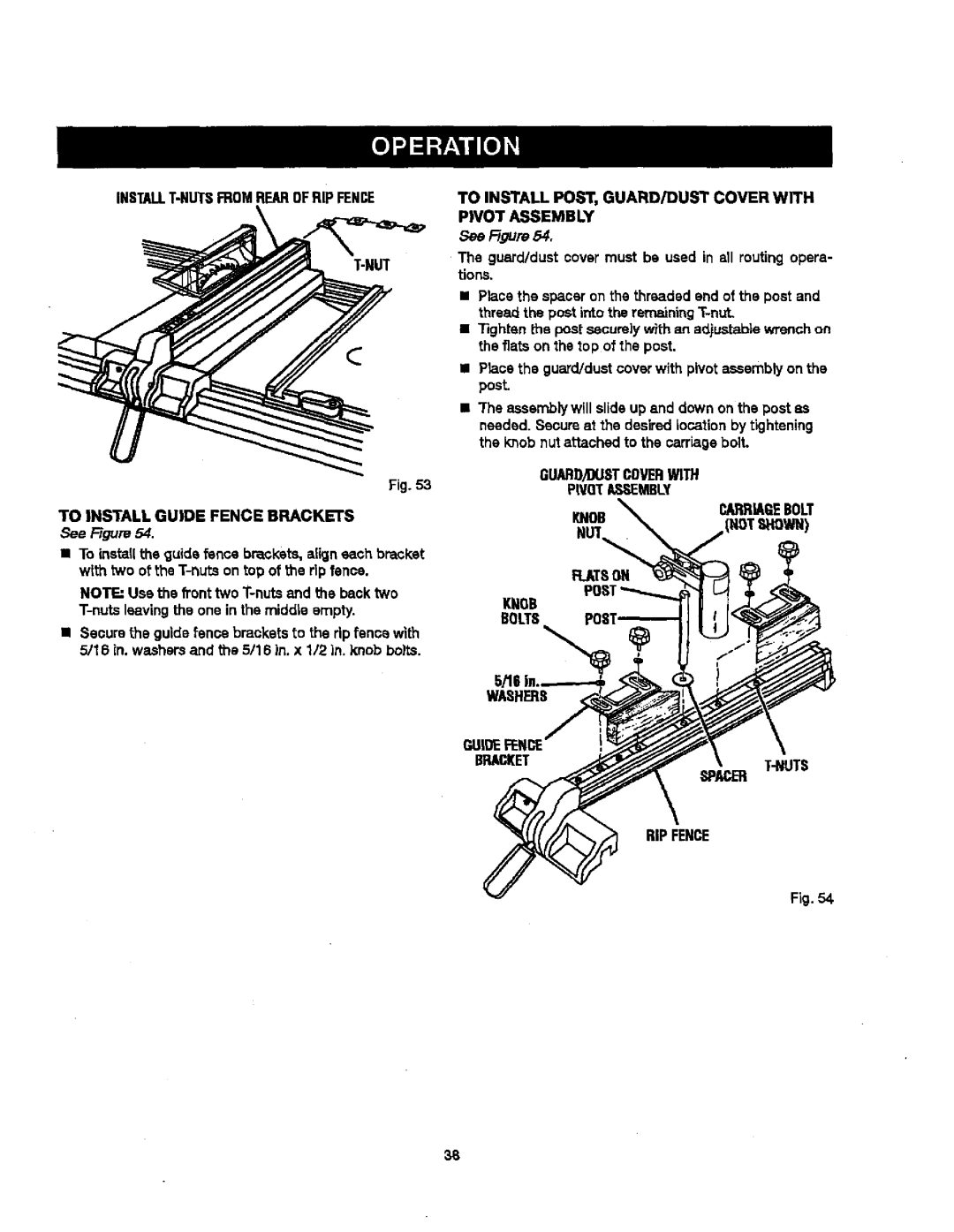 Craftsman 315.21829 manual Nut, Toinstallguidefencebrackets 