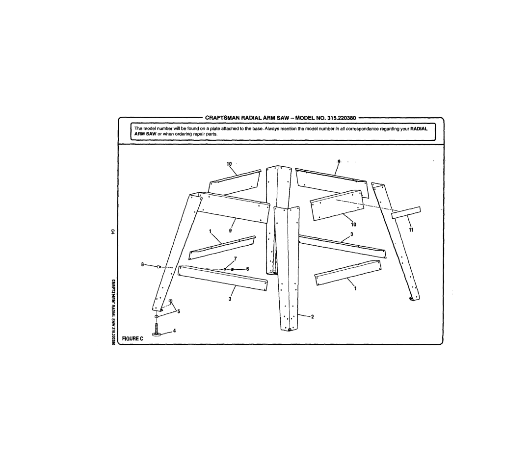 Craftsman 315.22038 owner manual Radial ARM SAW Model no, Figure C 