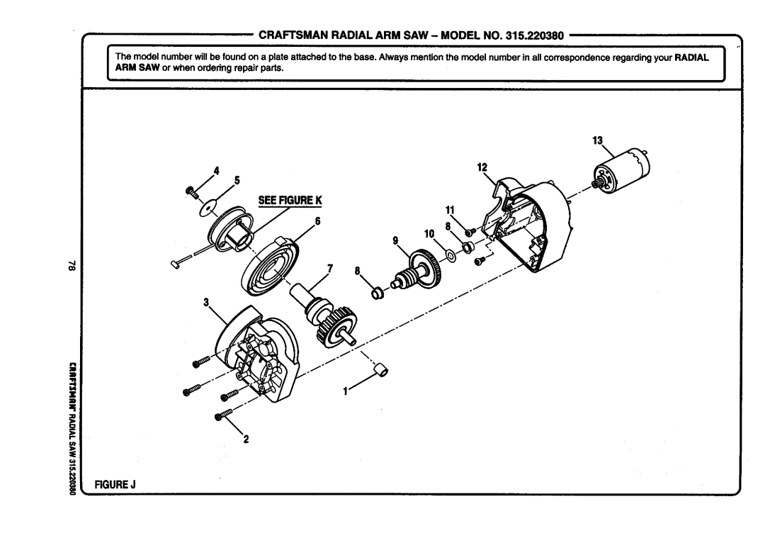 Craftsman 315.22038 owner manual Seergurek, Rgure J 