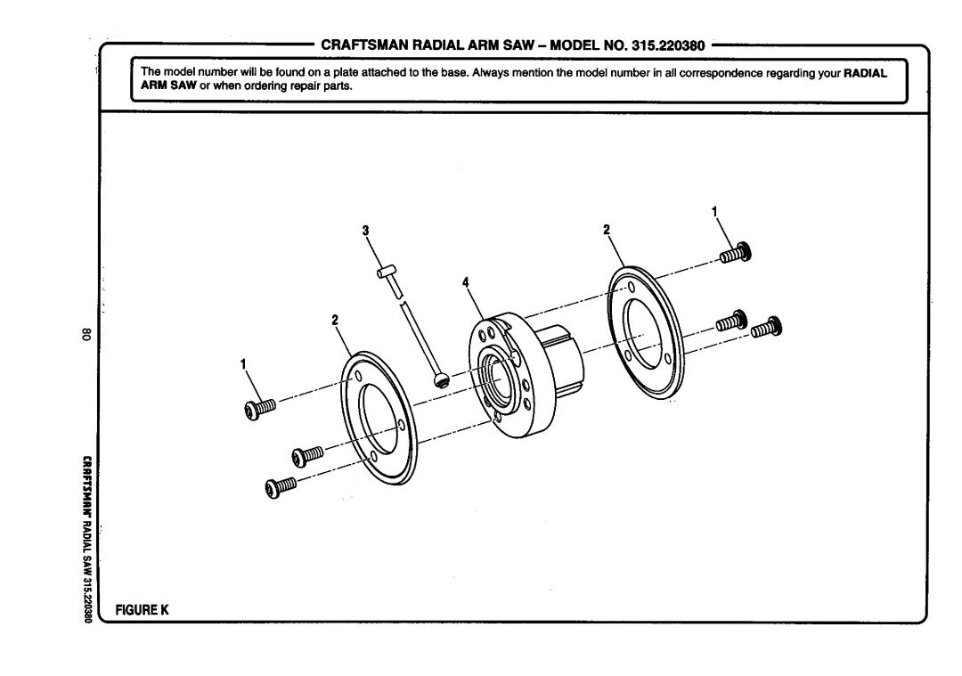 Craftsman 315.22038 owner manual Figure K 