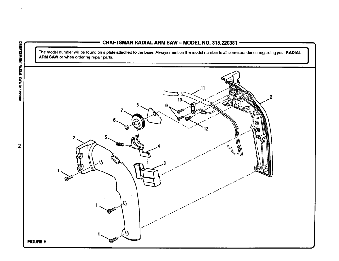 Craftsman 315.220381 owner manual Figureh 