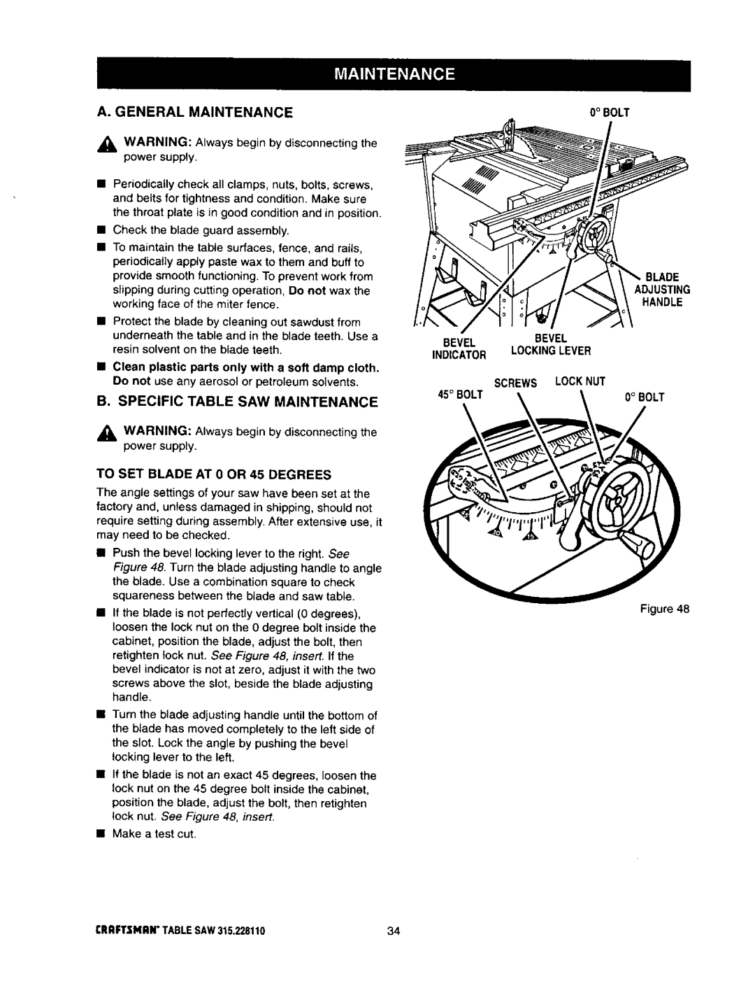 Craftsman 315.22811 General Maintenance, Bolt, Indicator Lockinglever Screws Locknut, Blade Adjusting Handle Bevelbevel 