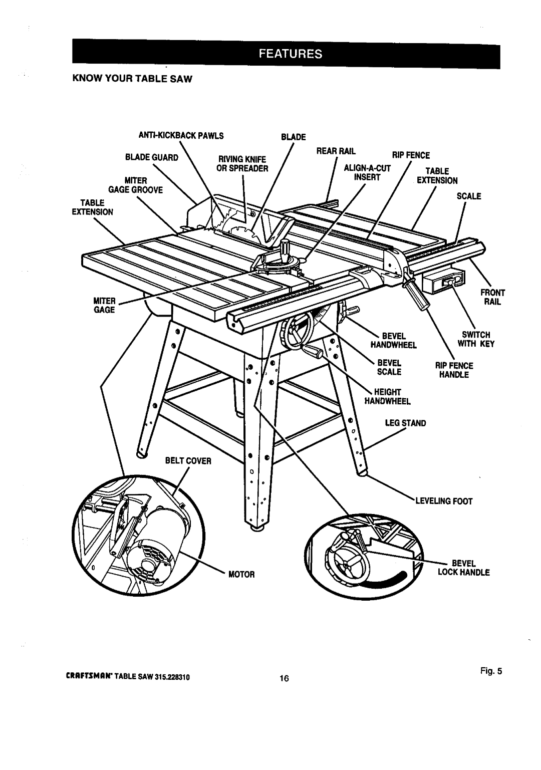 Craftsman 315.22831 owner manual Extension 