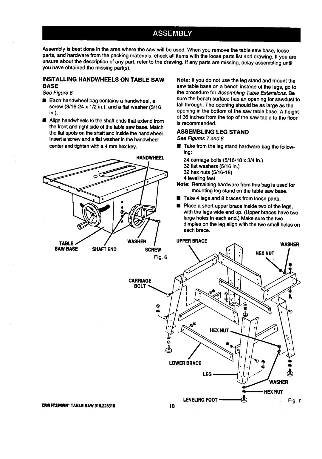 Craftsman 315.22831 owner manual See Figures 7 