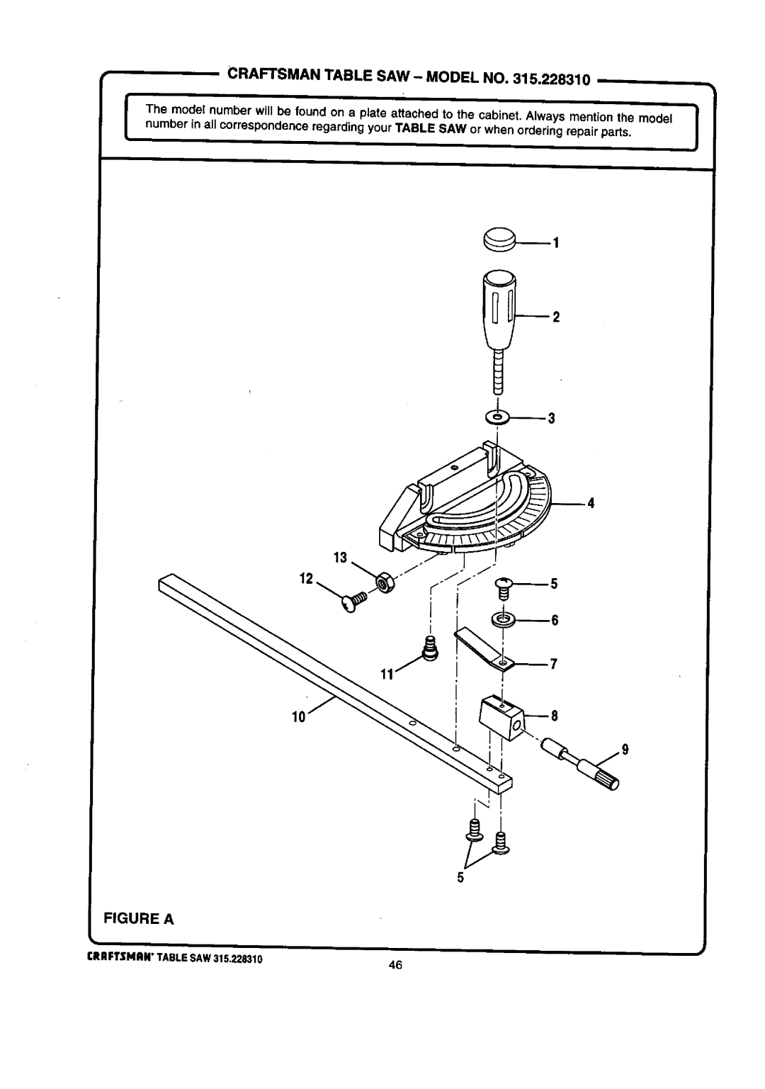 Craftsman 315.22831 owner manual Figure a 