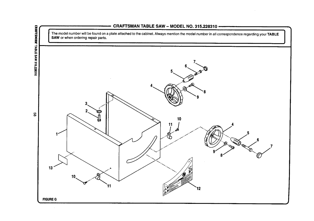 Craftsman 315.22831 owner manual Figureg 