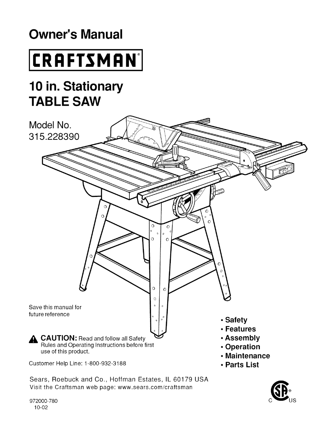 Craftsman 315.22839 owner manual IIRRFrSMRN 