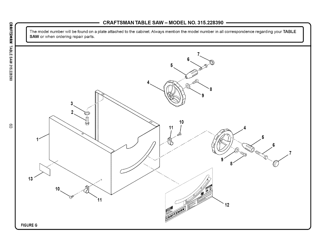 Craftsman 315.22839 owner manual Figureg 