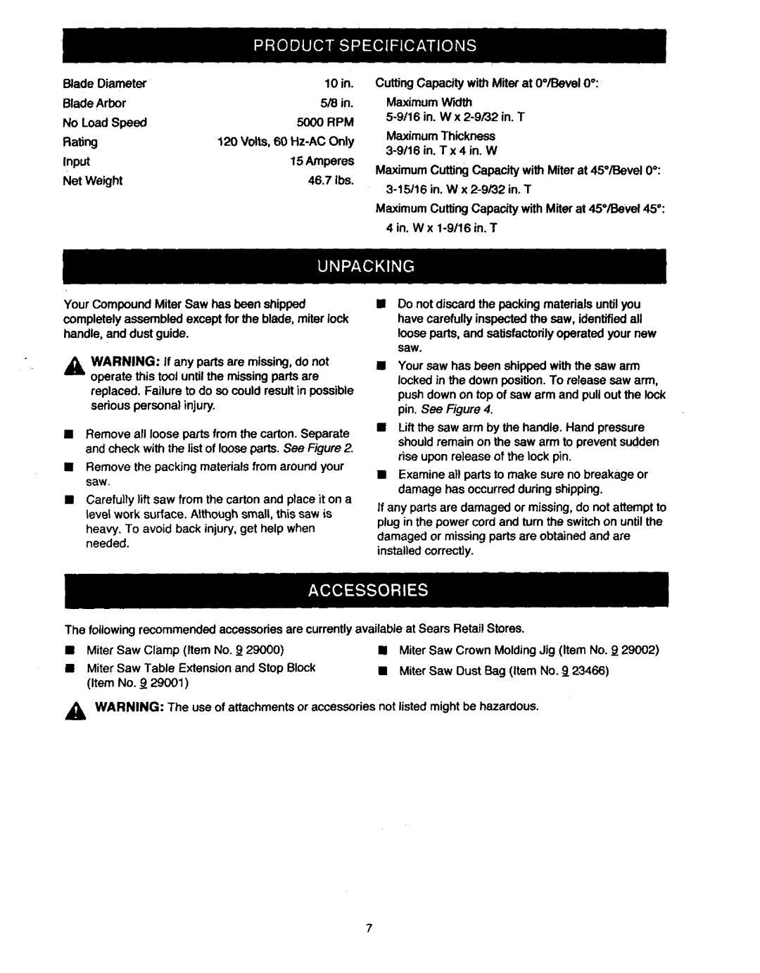 Craftsman 315.23538 owner manual Remove the packing materials from around your saw 