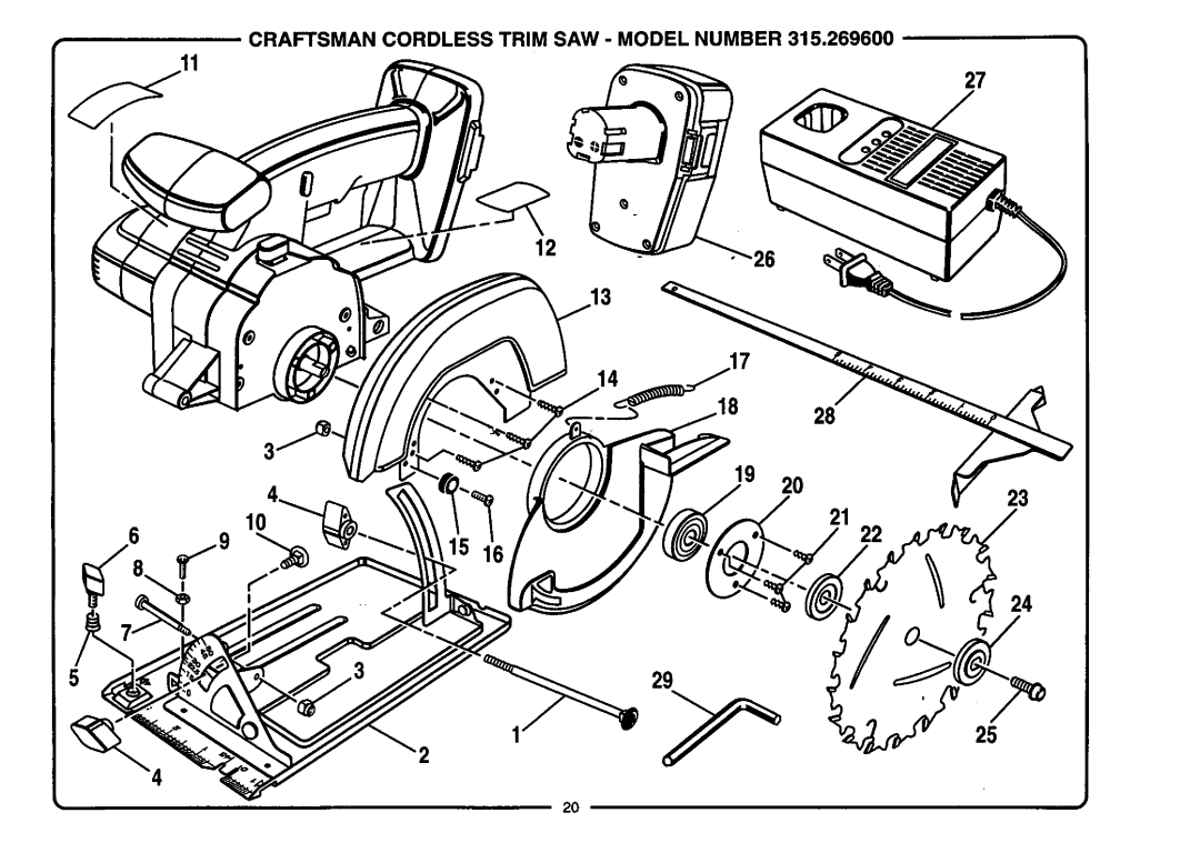 Craftsman 315.2696 owner manual Craftsman Cordless Trim SAW Model Number 