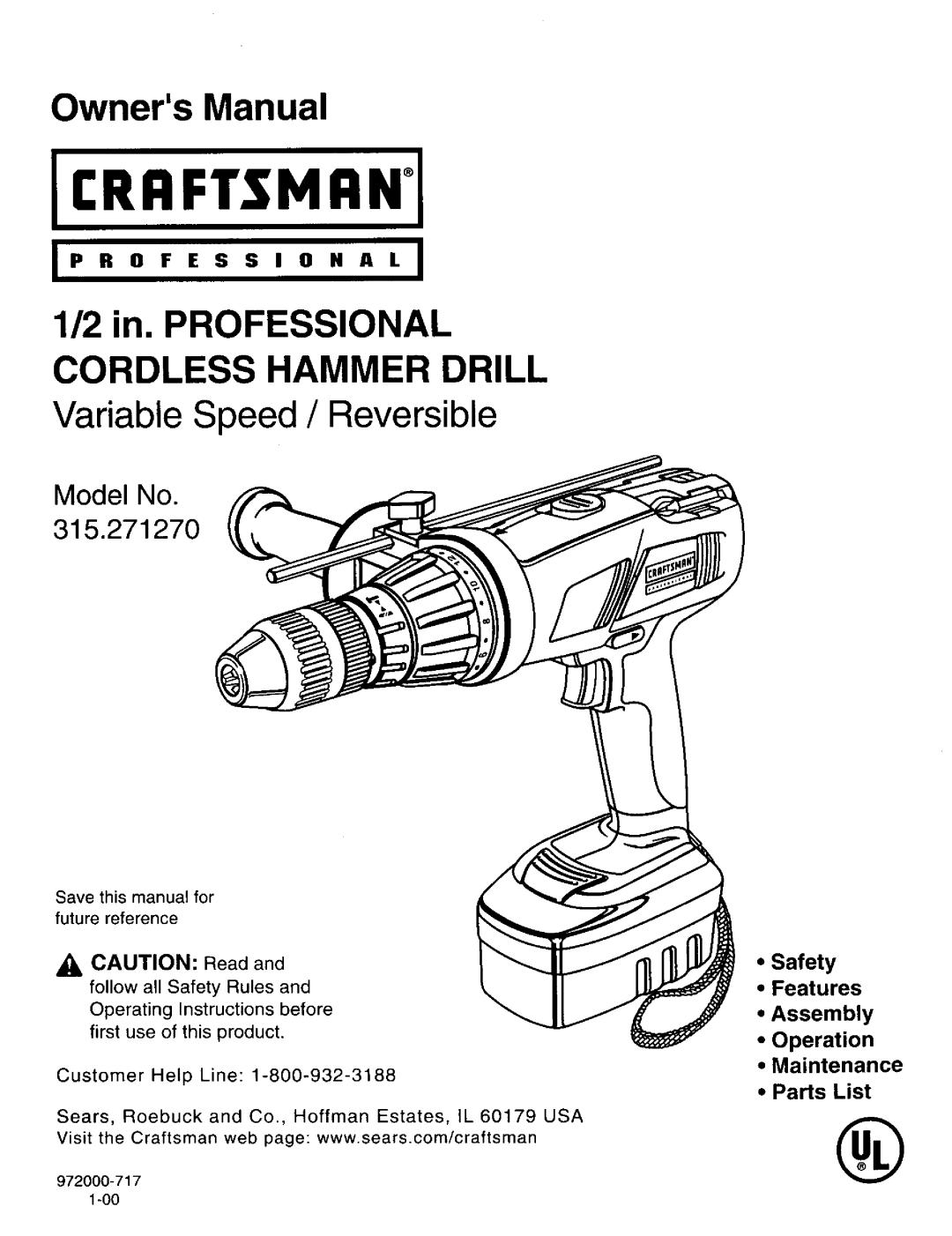 Craftsman 315.27127 owner manual OwnersManual 