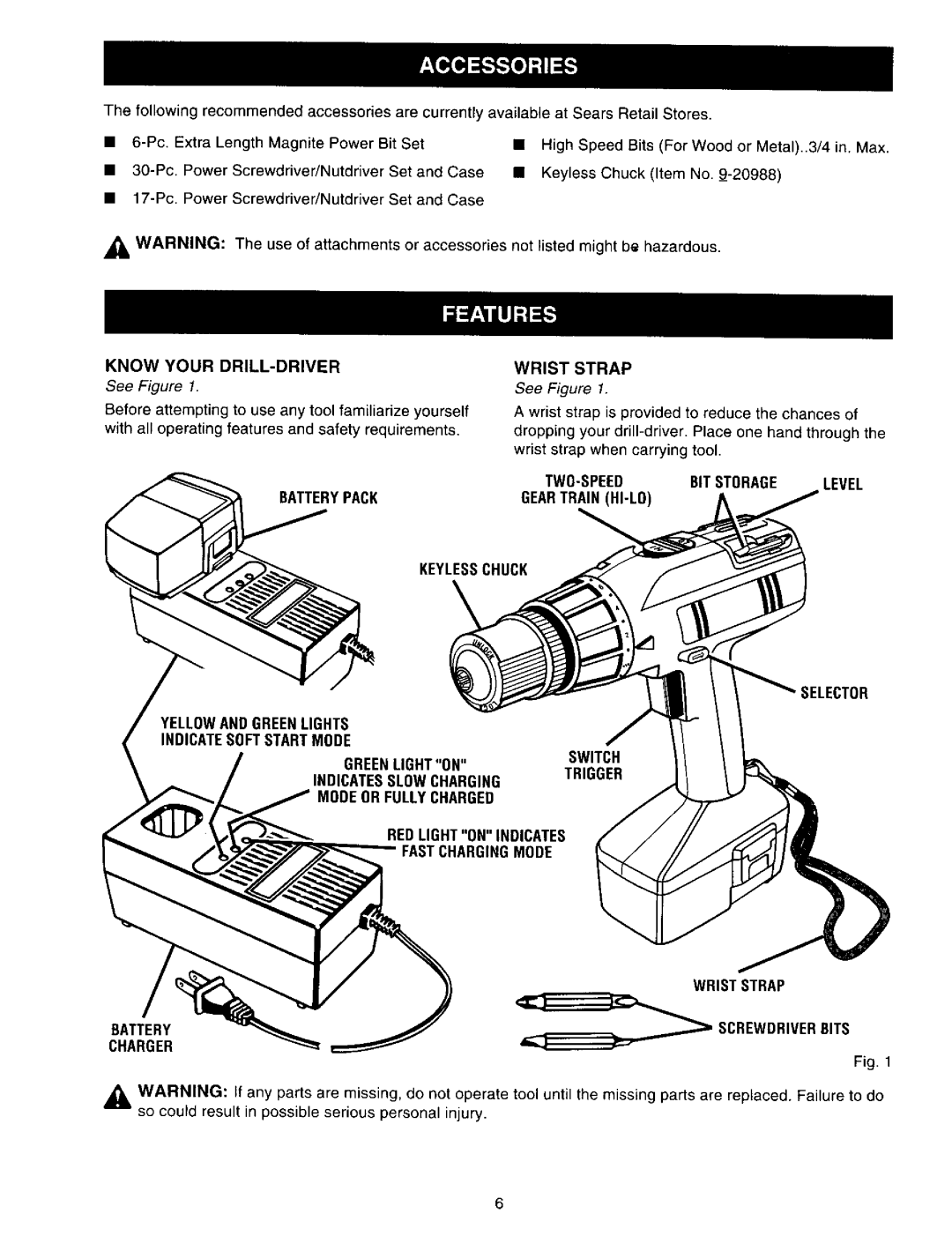 Craftsman 315.27135 owner manual See Figure, Batterypack 