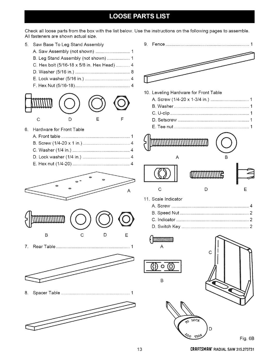 Craftsman 315.273731 owner manual Switch 