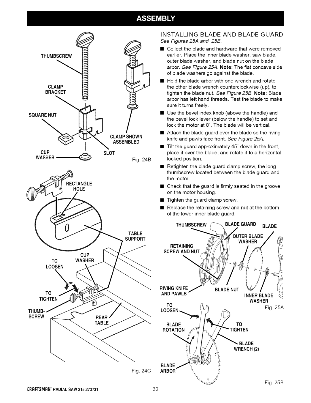 Craftsman 315.273731 Thumbscrew Clamp Bracket Squarenut Clampshown Assembled, Rectangle, Support, Loosen, Tighten 