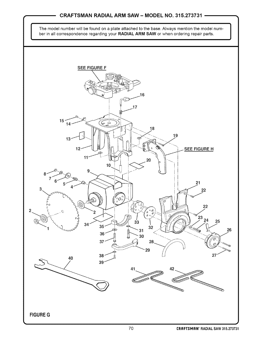 Craftsman 315.273731 owner manual See Figure F, See Figure H 