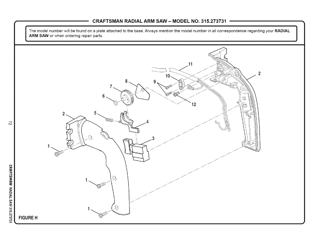 Craftsman 315.273731 owner manual Figure H 