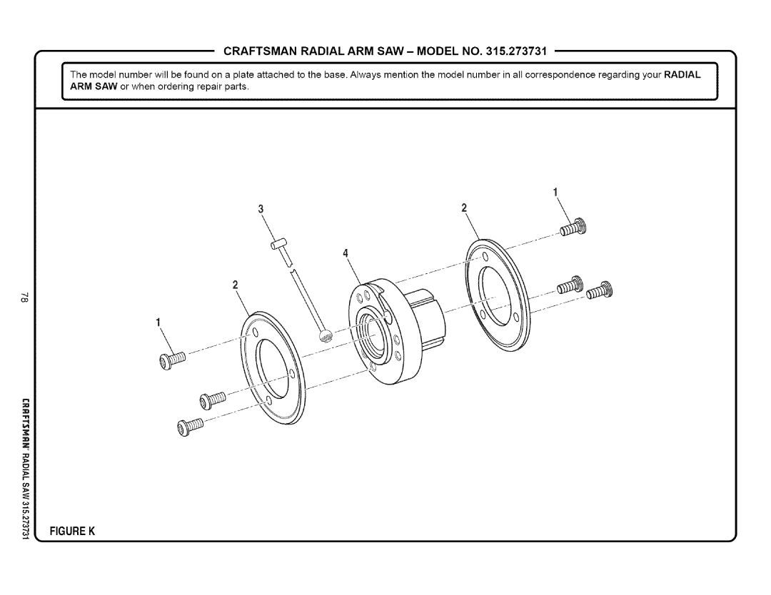 Craftsman 315.273731 owner manual Figure K 