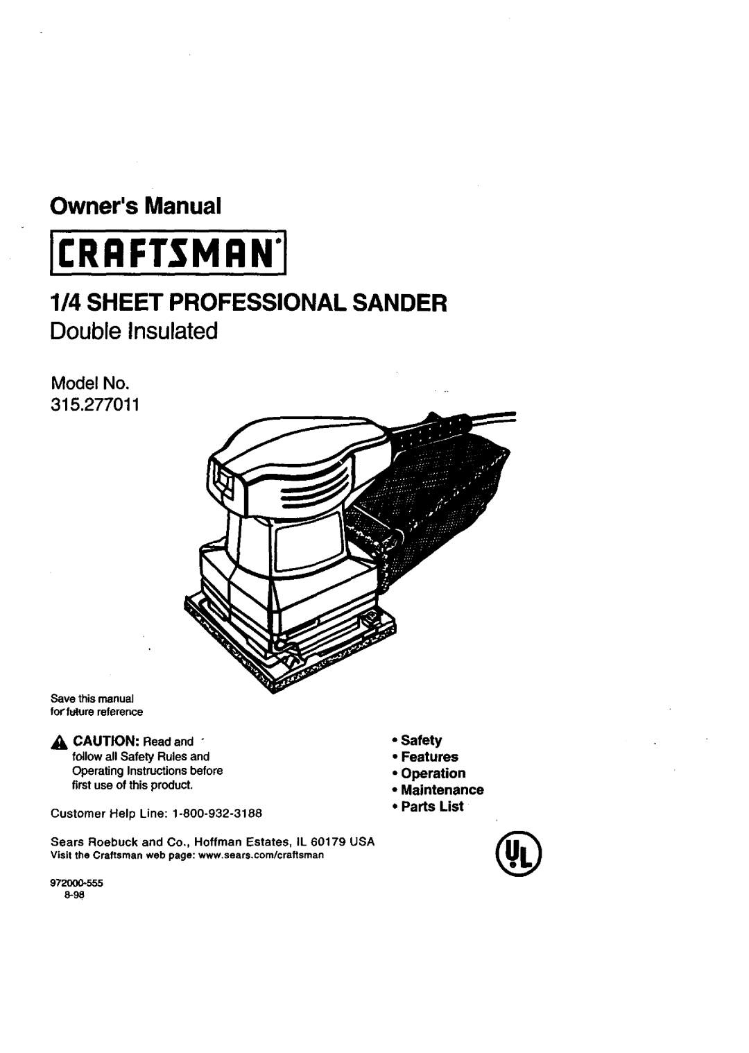 Craftsman 315.277011 owner manual OwnersManual 