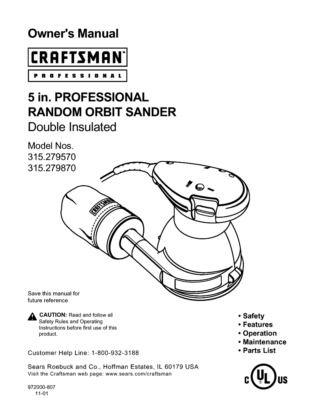 Craftsman 315.279870, 315.279570 owner manual CO.s 