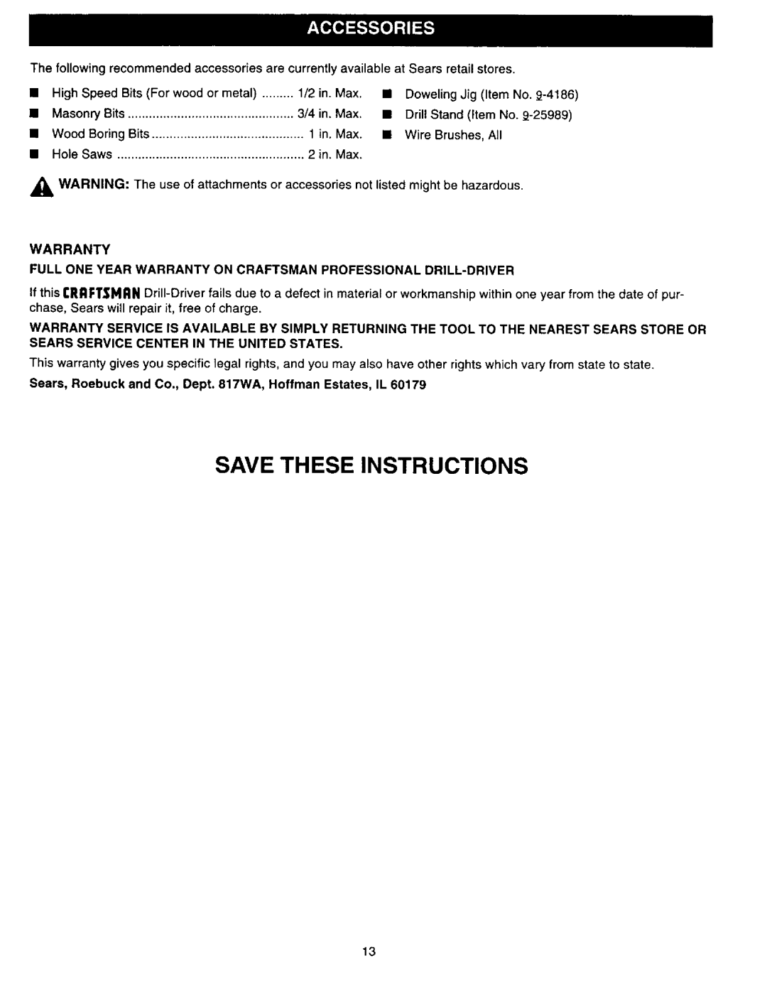 Craftsman 315.27994 owner manual 2in.Max 