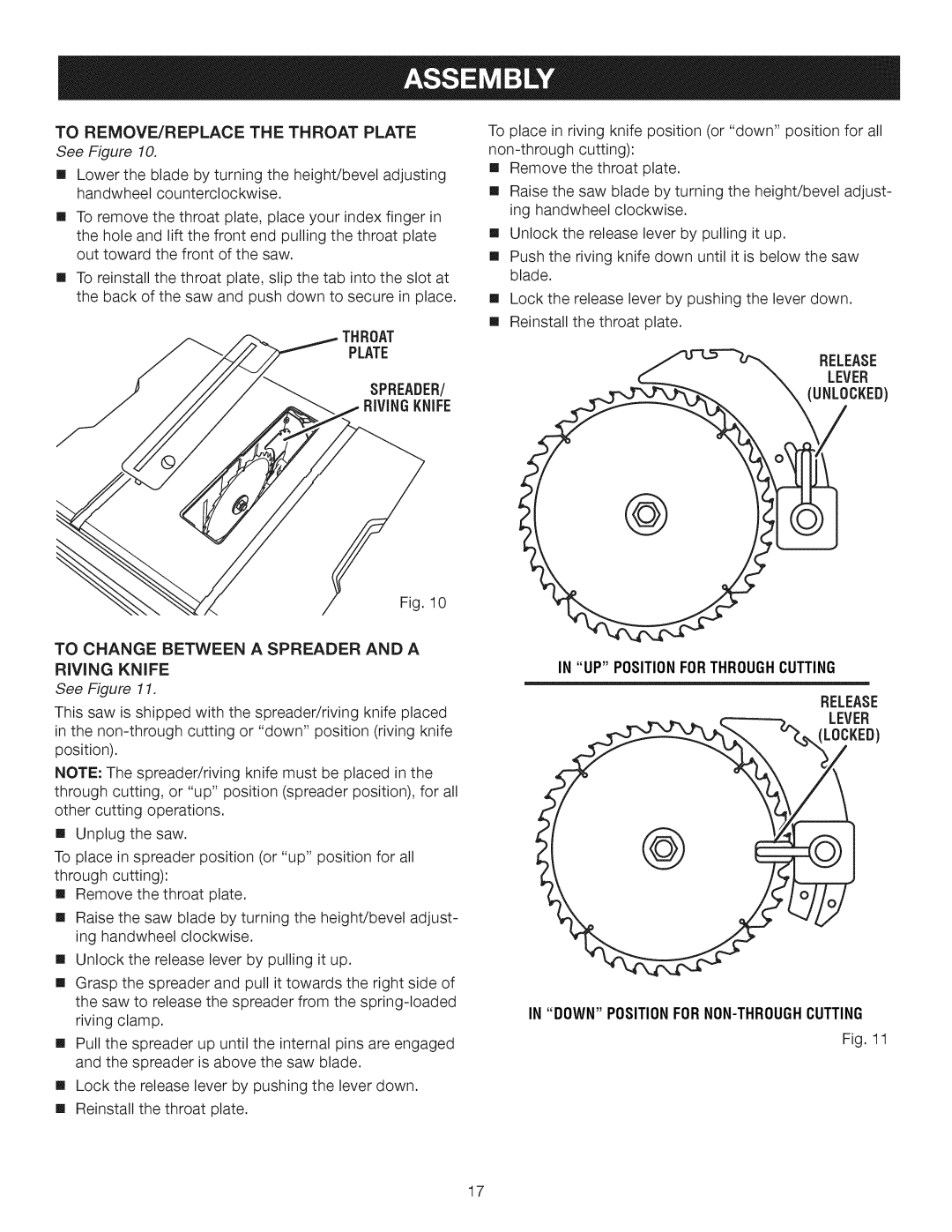 Craftsman 315.28462 manual To REMOVE/REPLACETHETHROATPLATE, Plate 