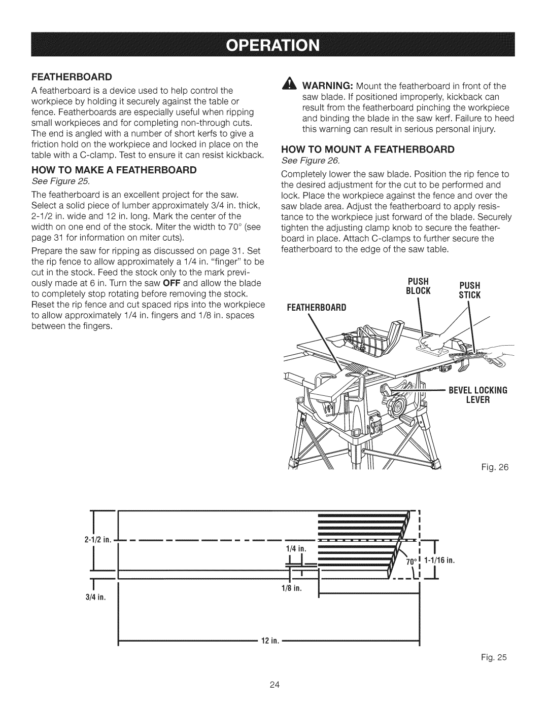 Craftsman 315.28462 manual Howto Makea Featherboard, HOW to Mount a Featherboard, Push Push 