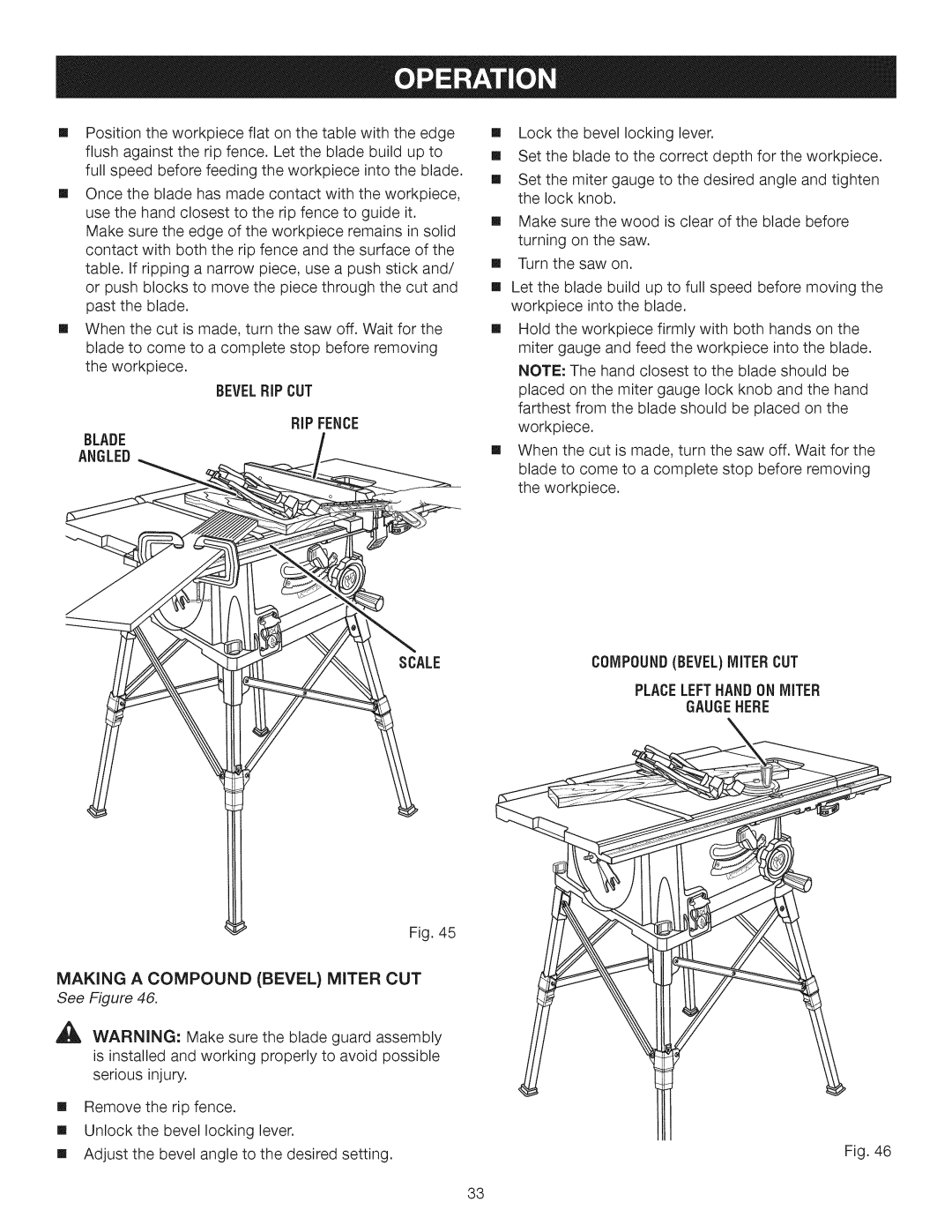 Craftsman 315.28462 BEVELRiP CUT RiP Fence, Blade Angled Scale Making a Compound Bevel Miter CUT, Compoundbevelmiter CUT 