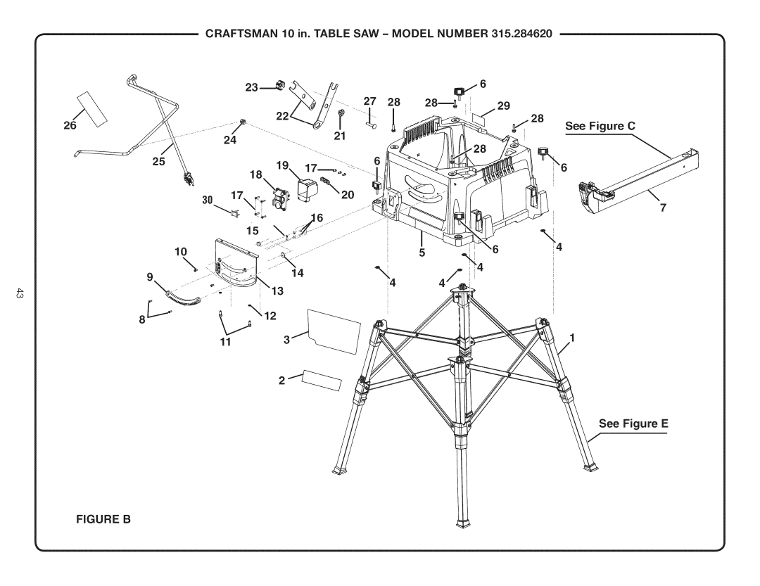 Craftsman 315.28462 manual Figure B 